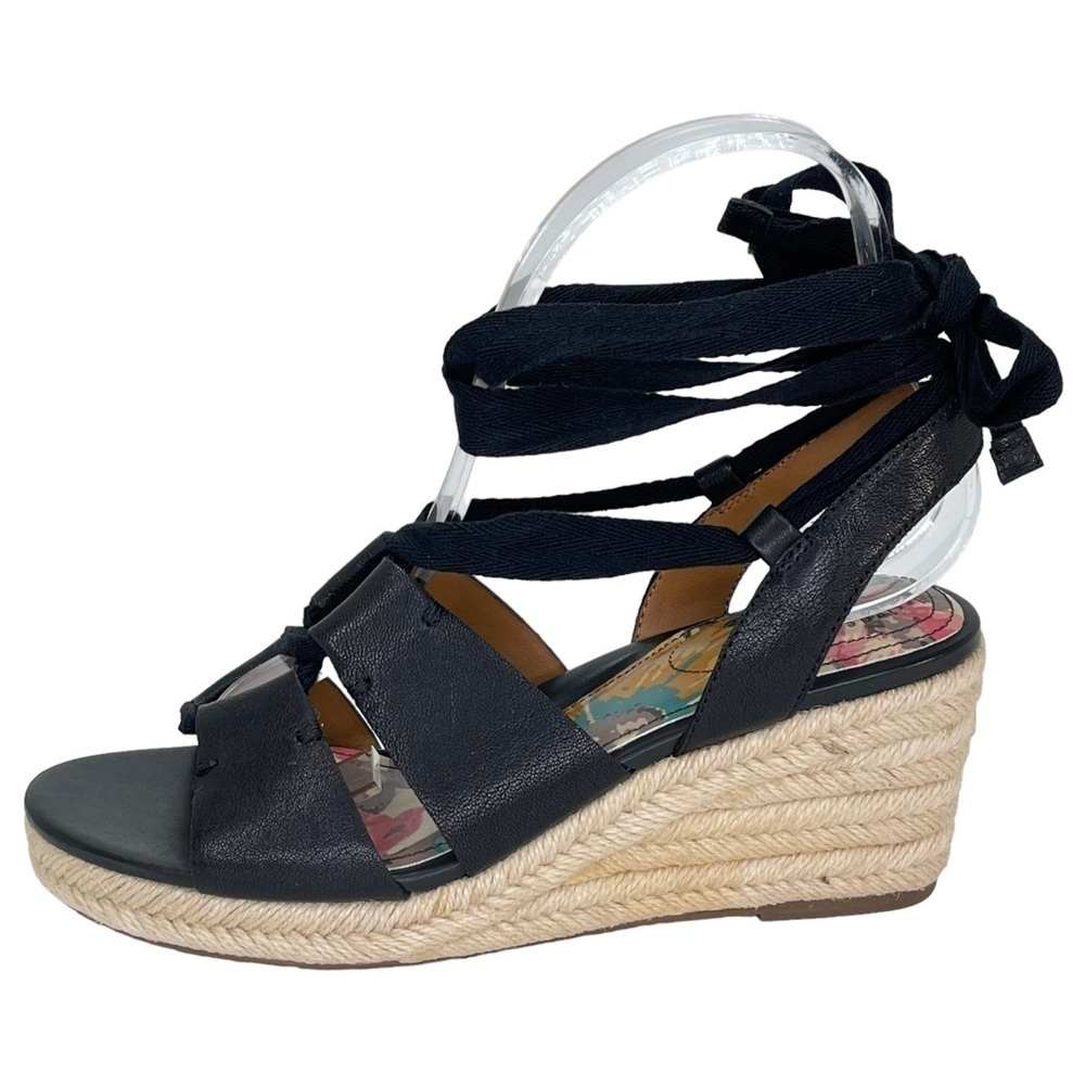 Patricia Nash Riva Black Leather Tie Up Womens Espadrille Sandals Size 7.5M - Picture 3 of 14
